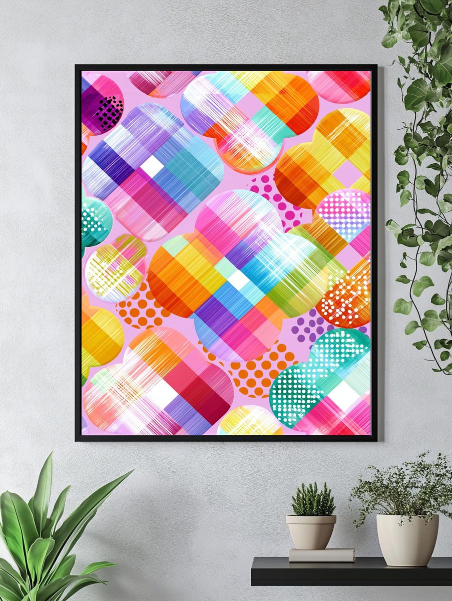 Colorful Geometric Circles Abstract Poster. — room view 4