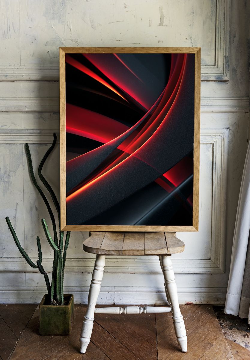 Crimson Light Abstract Poster. room preview