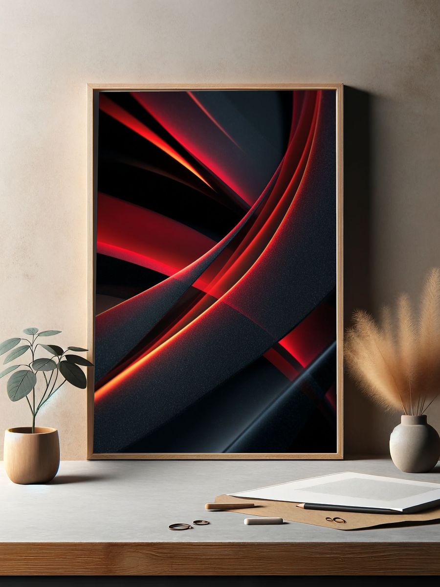 Crimson Light Abstract Poster. — room view 2