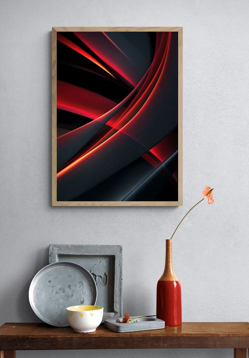 Crimson Light Abstract Poster. — room view 3
