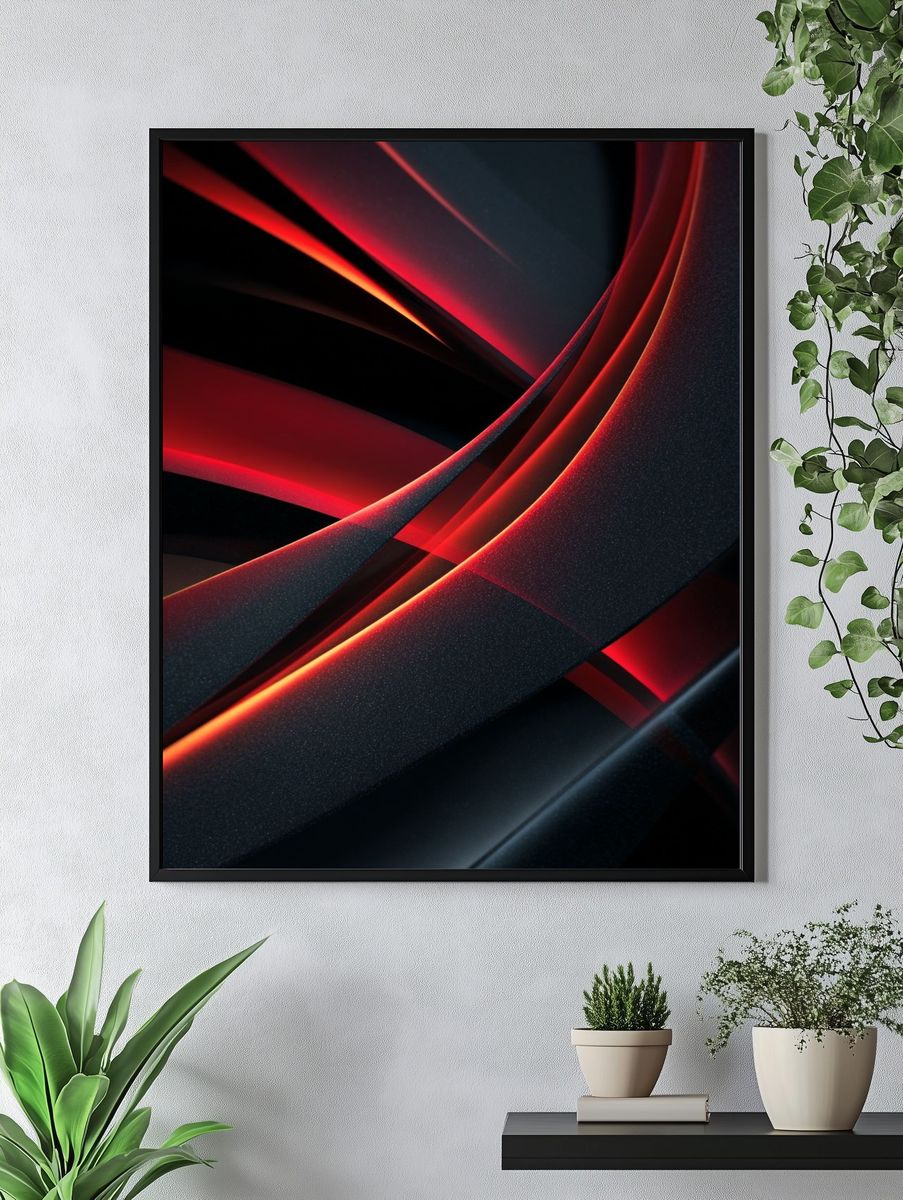 Crimson Light Abstract Poster. — room view 4