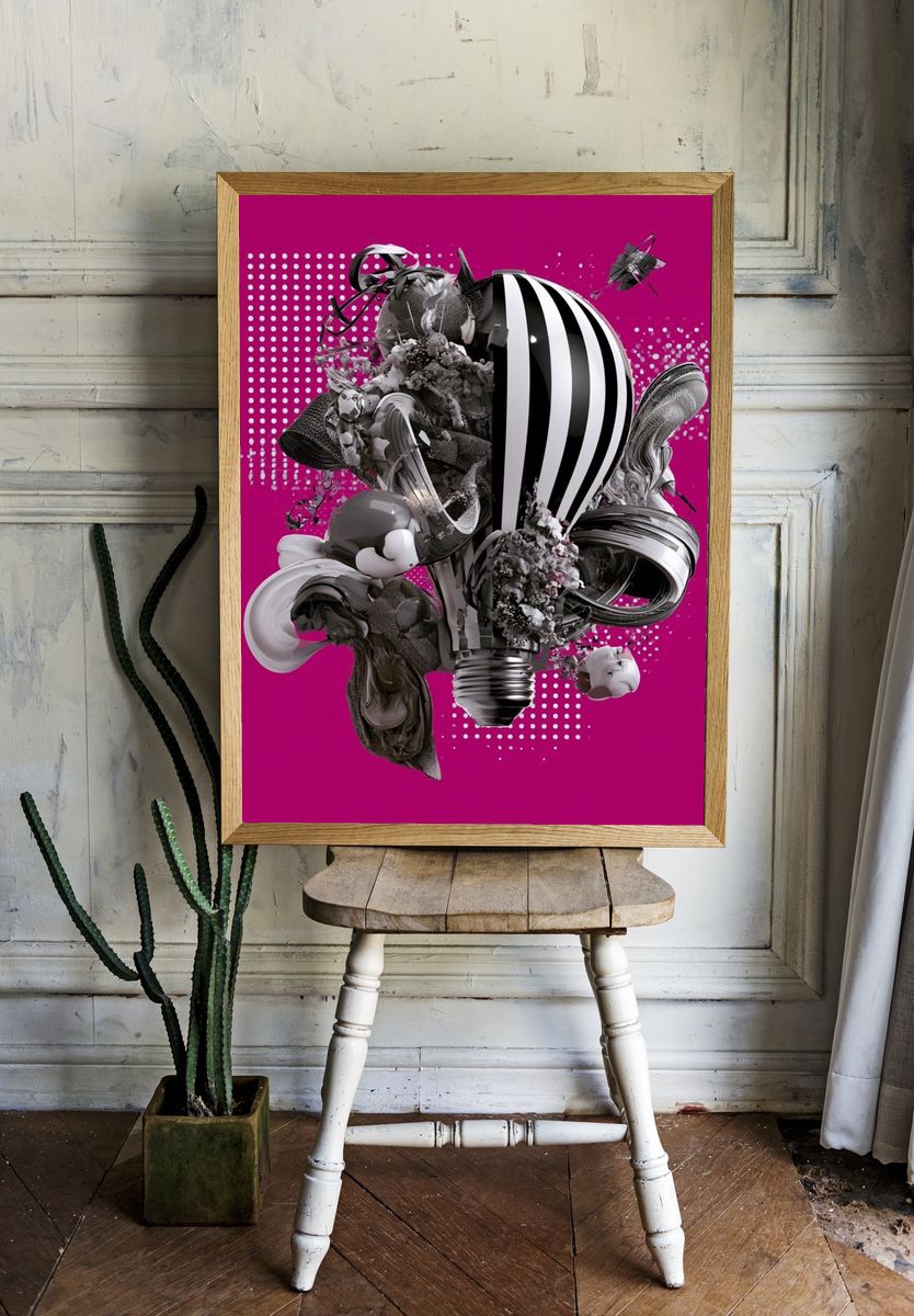 Surreal Lightbulb Abstract Poster. room preview