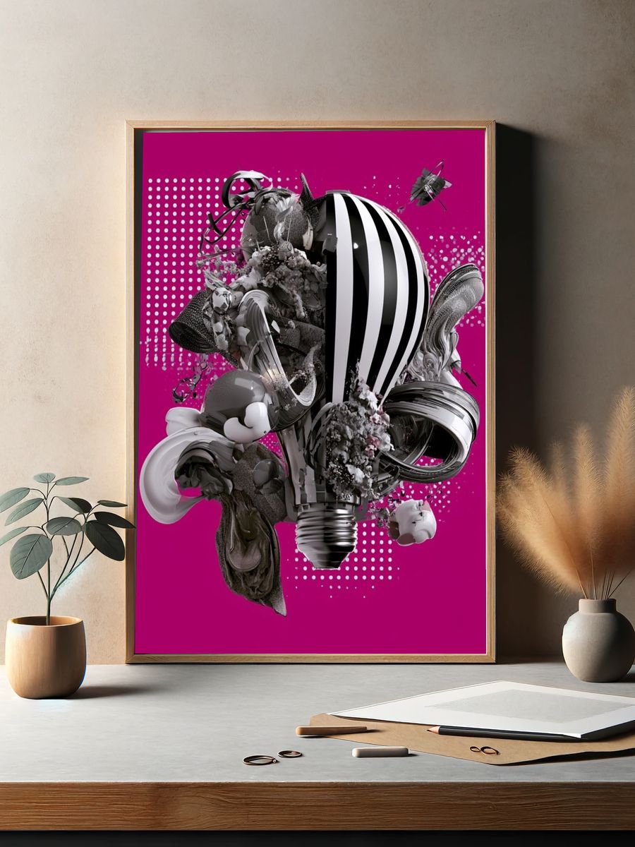 Surreal Lightbulb Abstract Poster. — room view 2