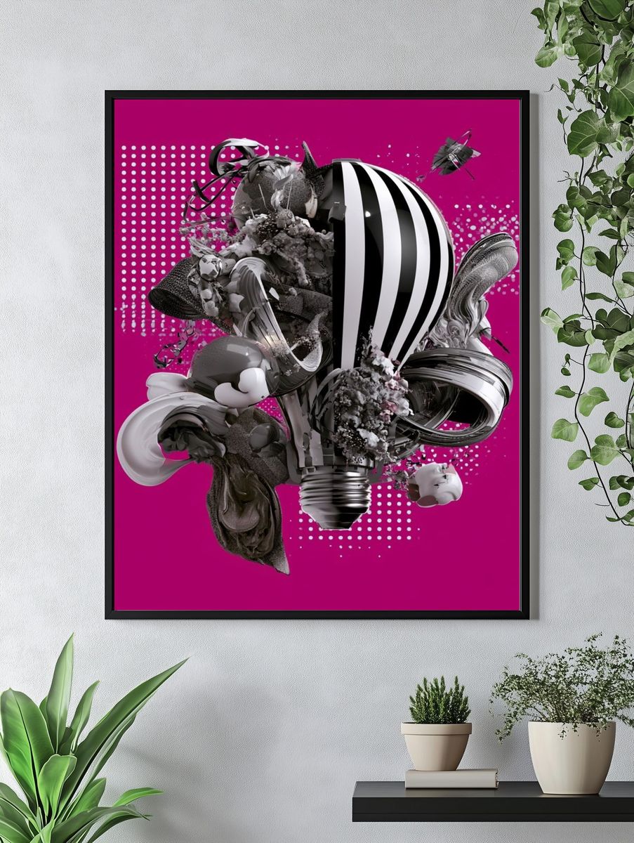 Surreal Lightbulb Abstract Poster. — room view 4