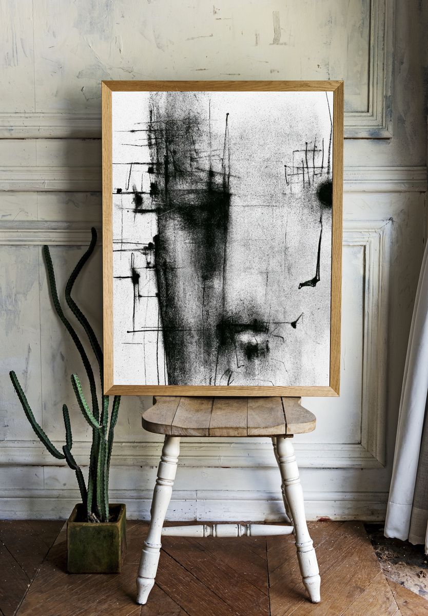 Monochrome Ink Abstract Poster. room preview