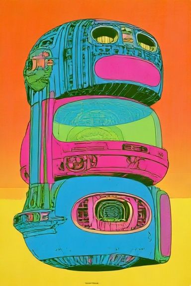 Neon Totem Abstract Poster. poster — abstract art