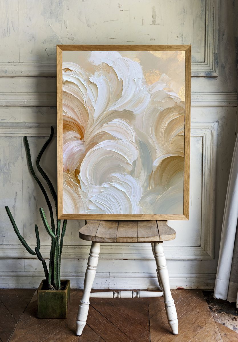 Neutral Impasto Abstract Poster. — room view 1