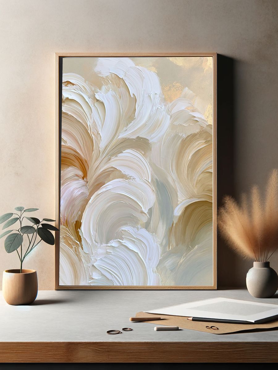 Neutral Impasto Abstract Poster. — room view 2