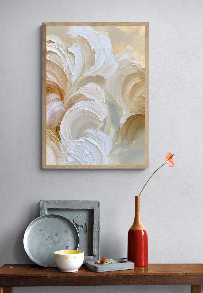 Neutral Impasto Abstract Poster. — room view 3