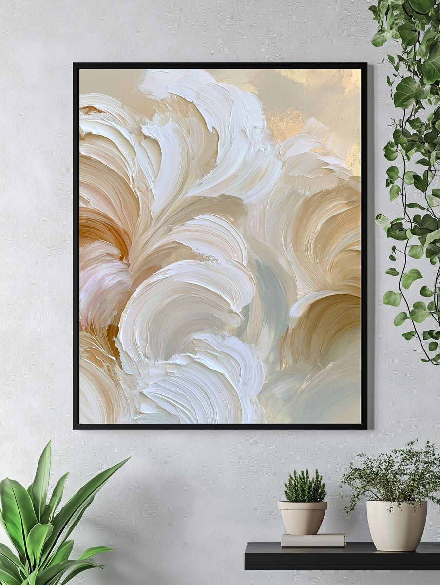 Neutral Impasto Abstract Poster. — room view 4