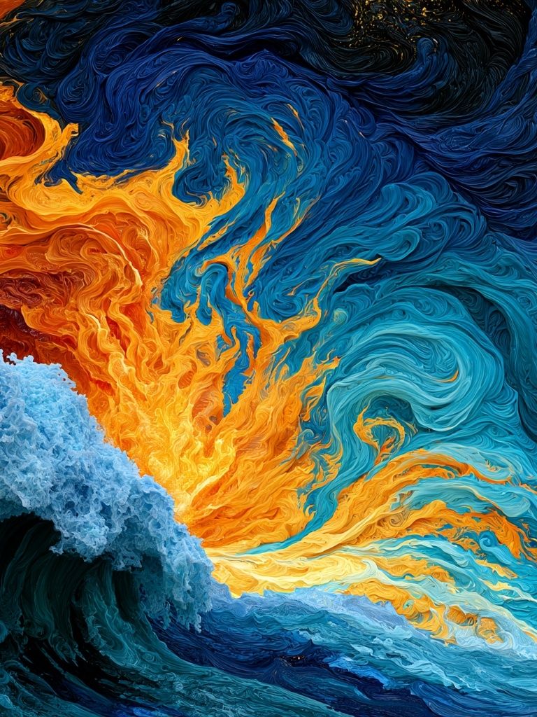 Ocean Flame Abstract Poster. poster detail