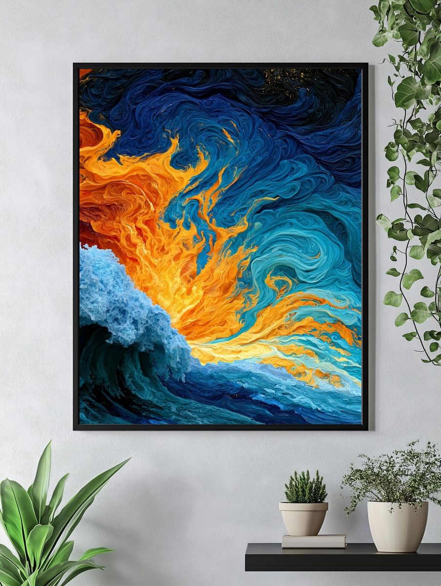 Ocean Flame Abstract Poster. — room view 4
