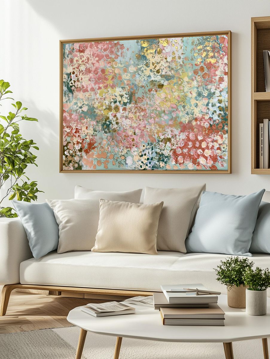 Pastel Bloom Abstract Poster. — room view 2