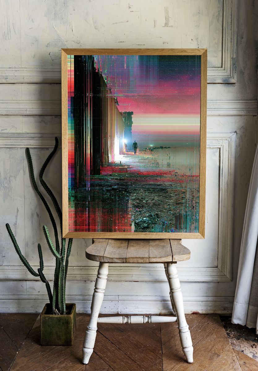 Glitch Horizon Abstract Poster. — room view 1
