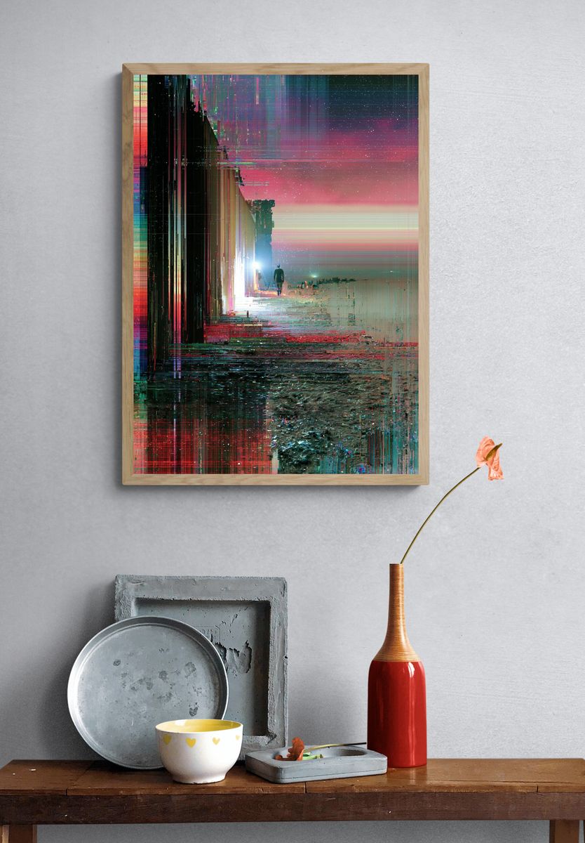 Glitch Horizon Abstract Poster. — room view 3