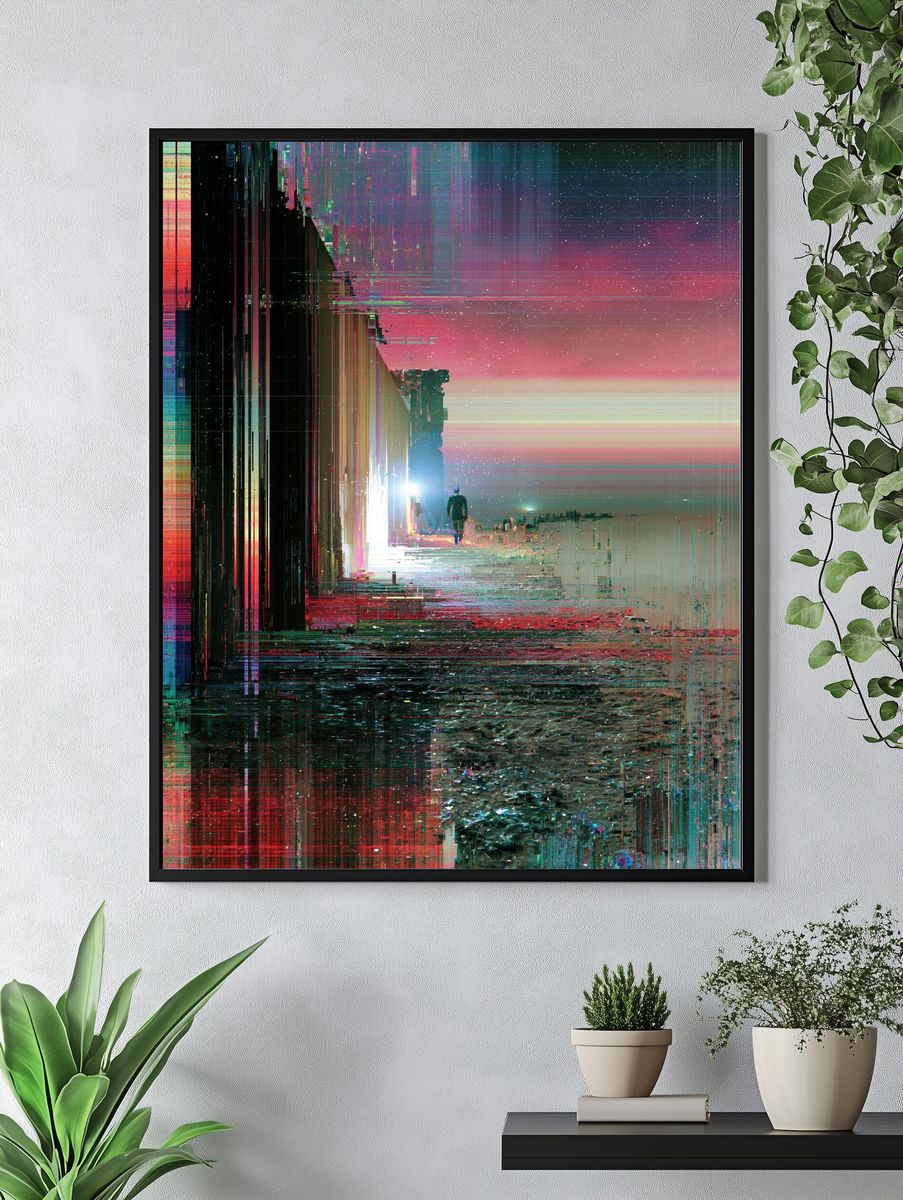 Glitch Horizon Abstract Poster. — room view 4
