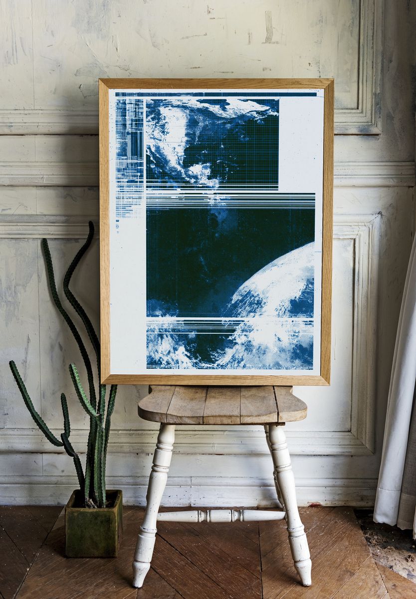 Glitched Earth Abstract Poster. — room view 1