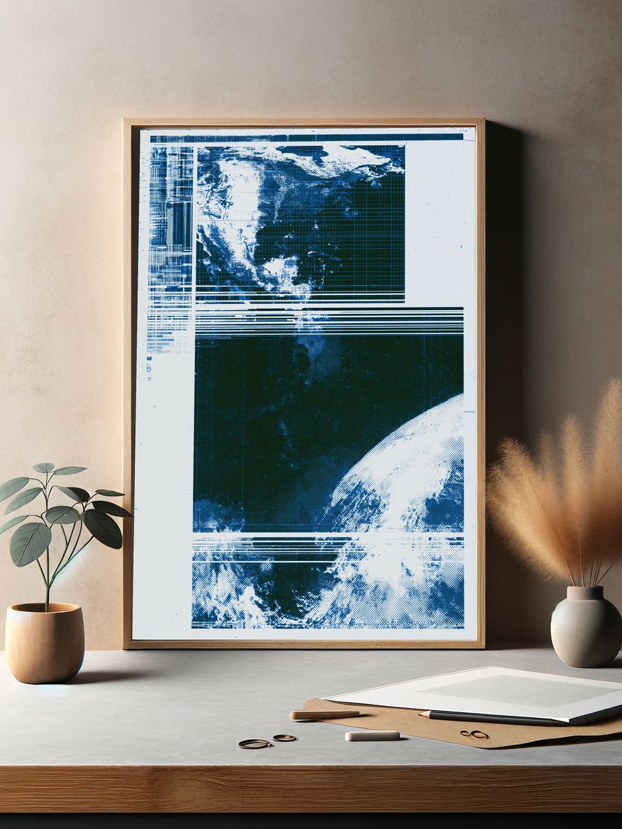 Glitched Earth Abstract Poster. — room view 2
