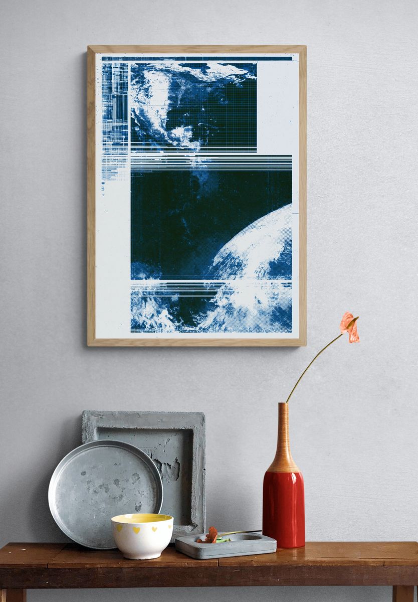 Glitched Earth Abstract Poster. — room view 3