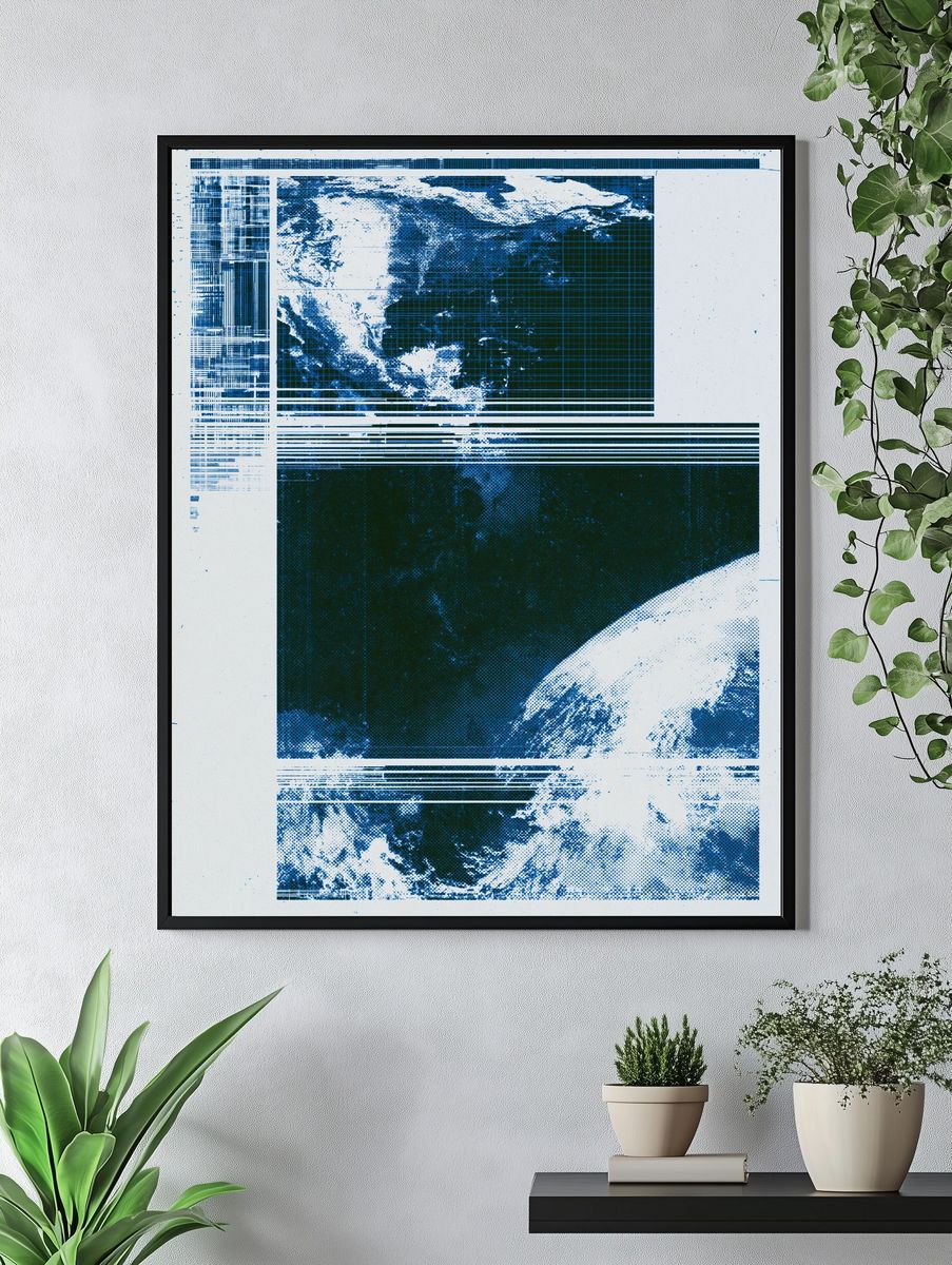 Glitched Earth Abstract Poster. — room view 4