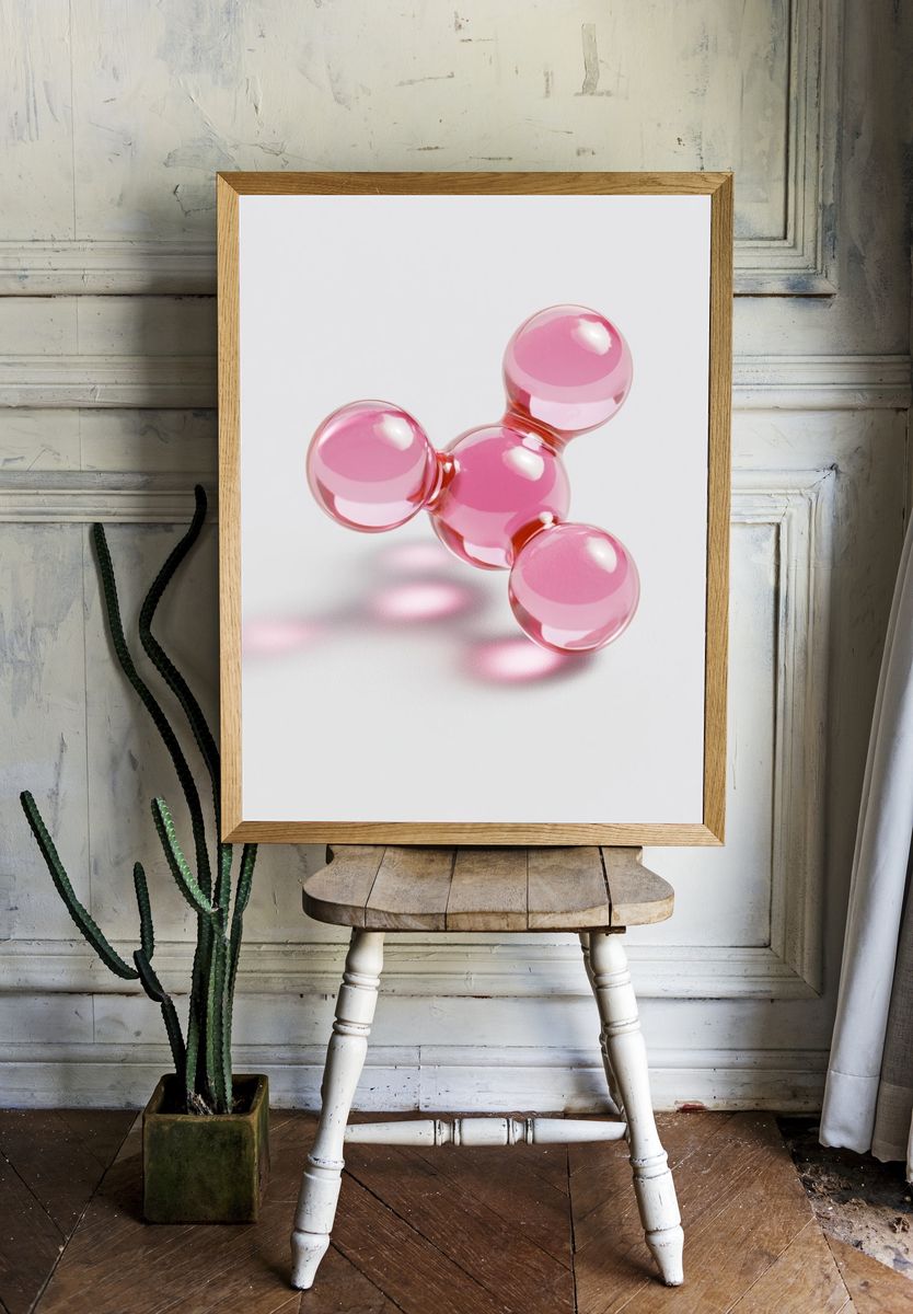 Pink Glass Molecule Abstract Poster. room preview