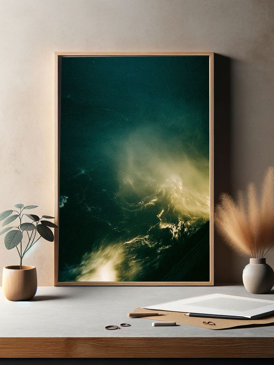 Emerald Nebula Abstract Poster. — room view 2