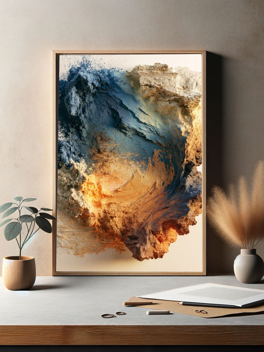 Textured Earth Tones Abstract Poster. — room view 2