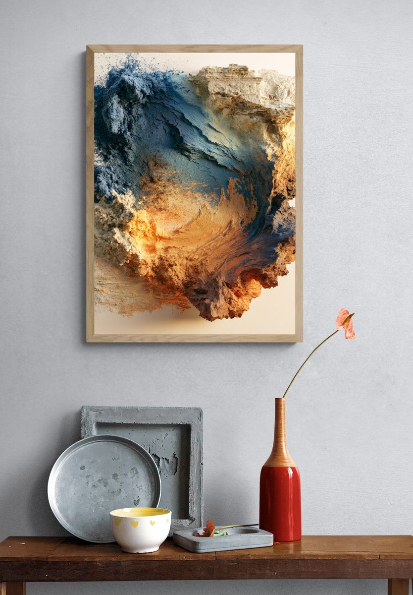 Textured Earth Tones Abstract Poster. — room view 3