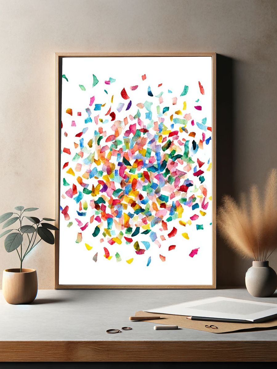 Colorful Confetti Abstract Poster. — room view 2