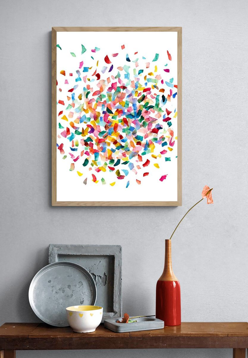 Colorful Confetti Abstract Poster. — room view 3