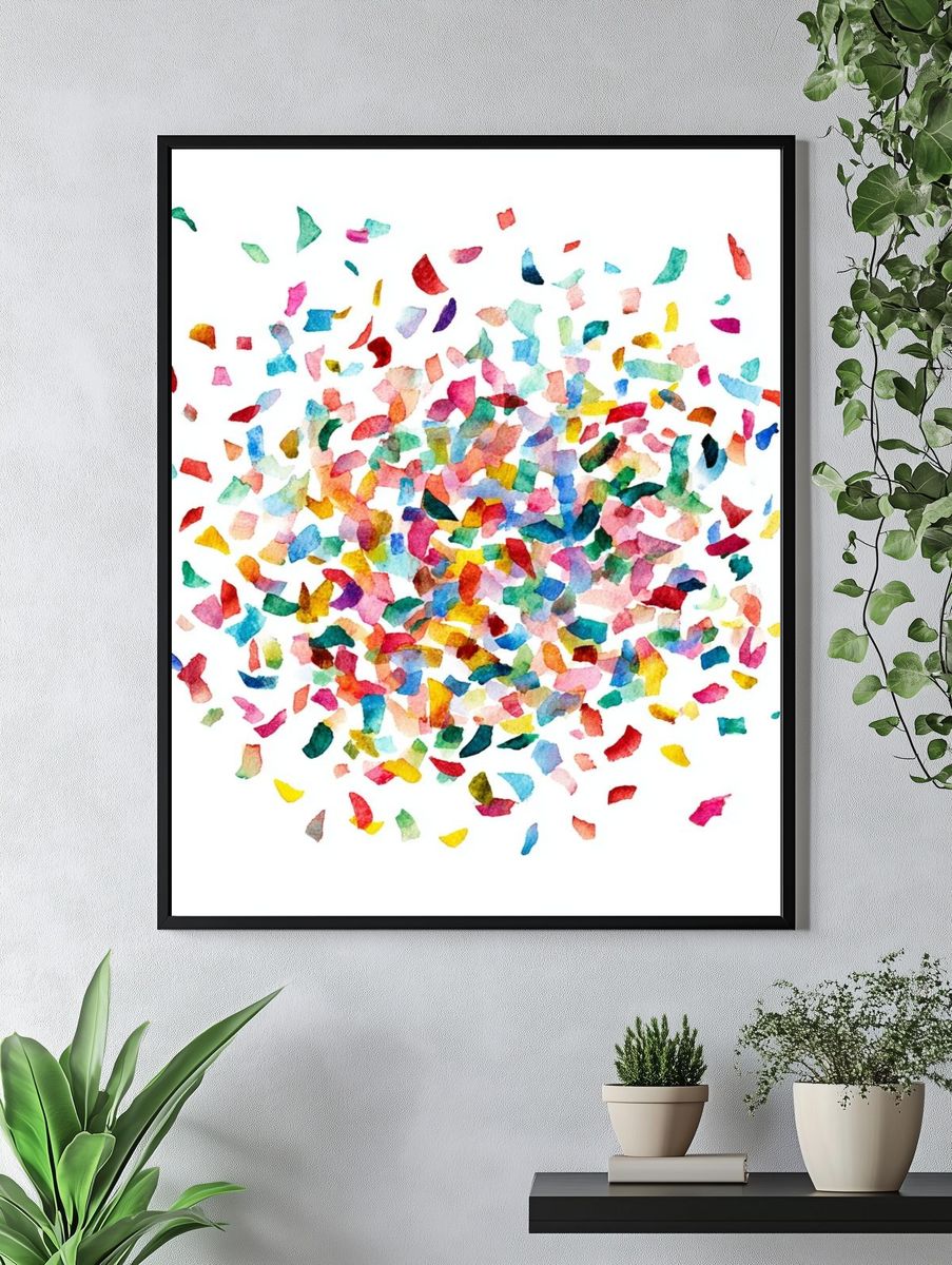 Colorful Confetti Abstract Poster. — room view 4
