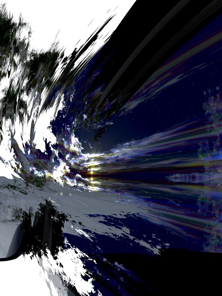 Neon Palm Glitch Abstract Poster. poster — abstract art