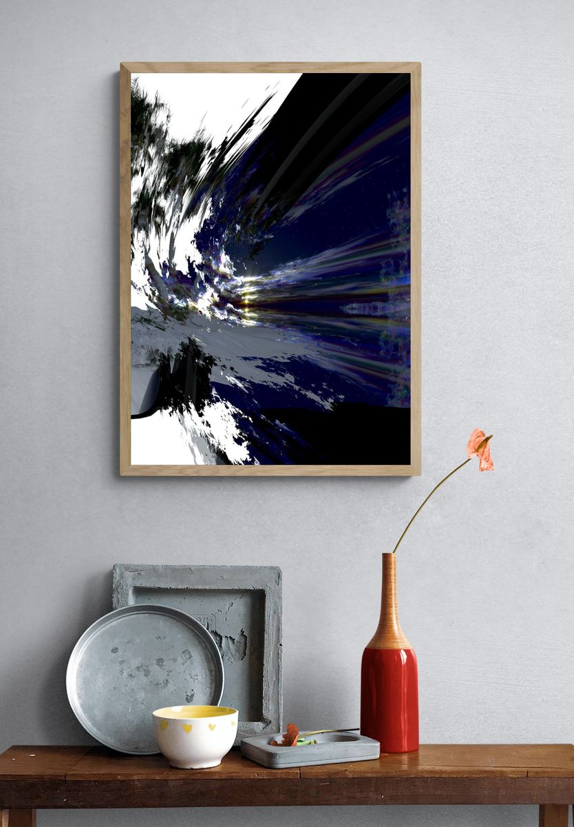 Neon Palm Glitch Abstract Poster. — room view 3