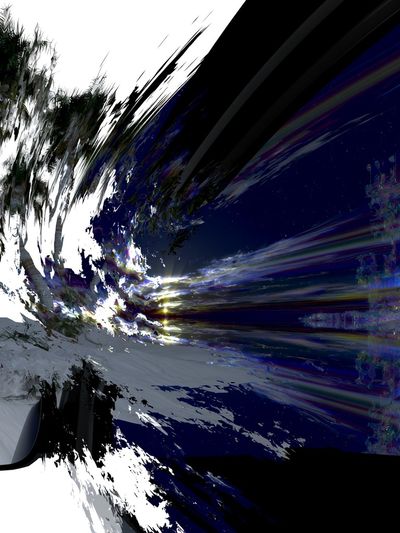 Neon Palm Glitch Abstract Poster.