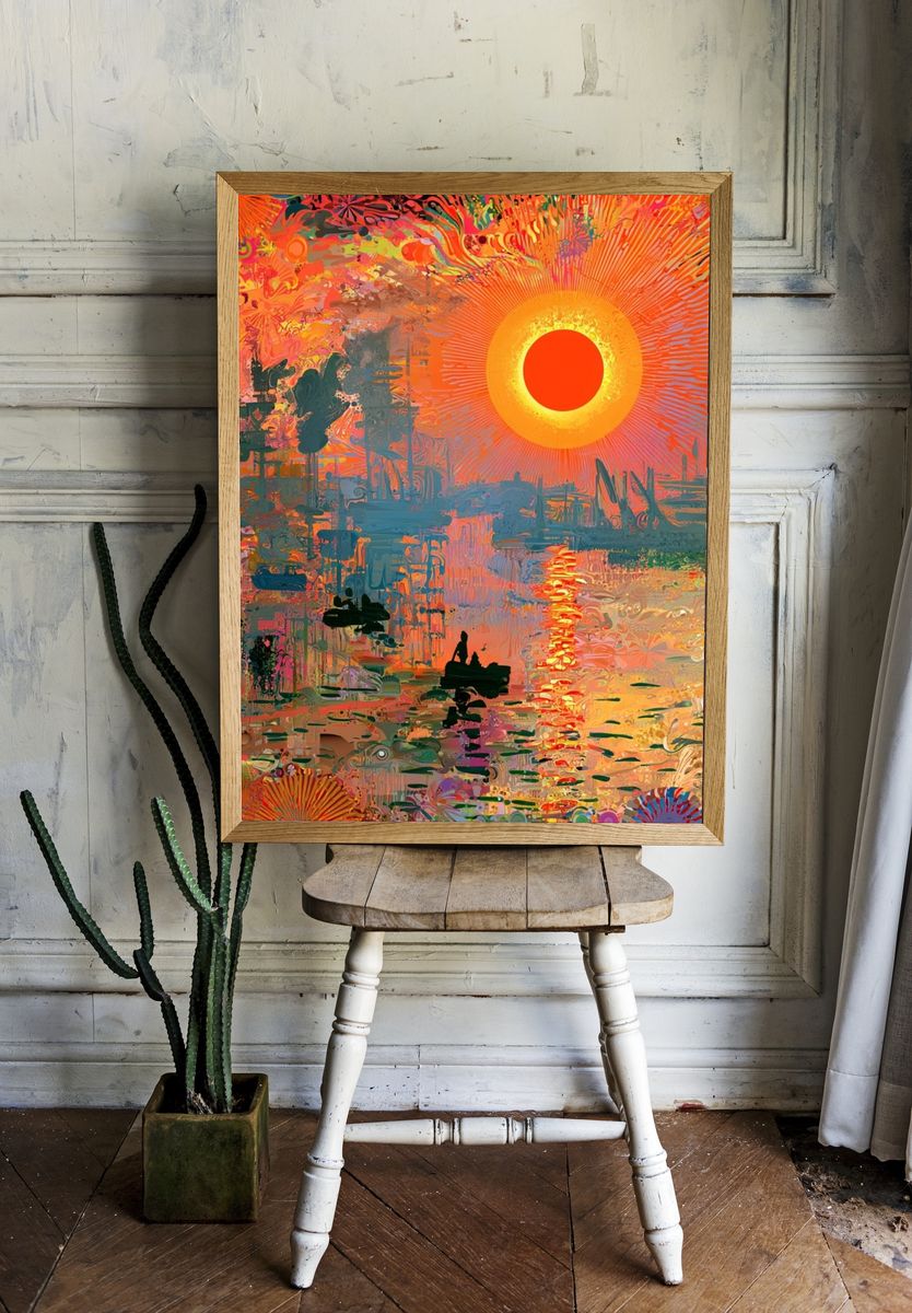 Radiant Sunset Abstract Poster. — room view 1