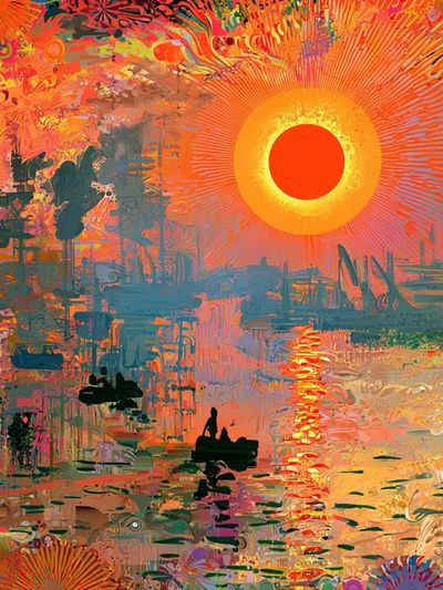 Radiant Sunset Abstract Poster.