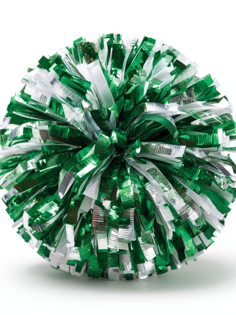 Green and White Pom-Pom Poster. poster detail