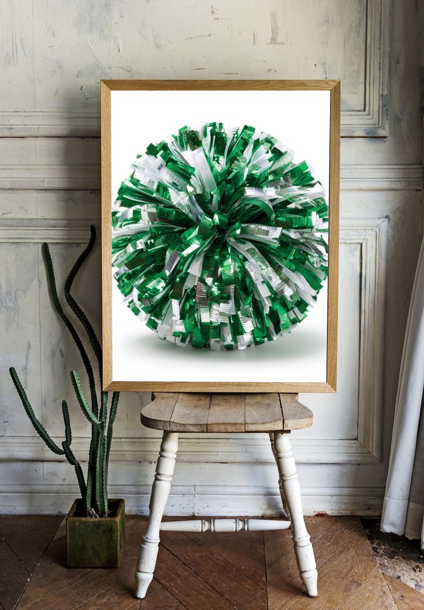 Green and White Pom-Pom Poster. room preview