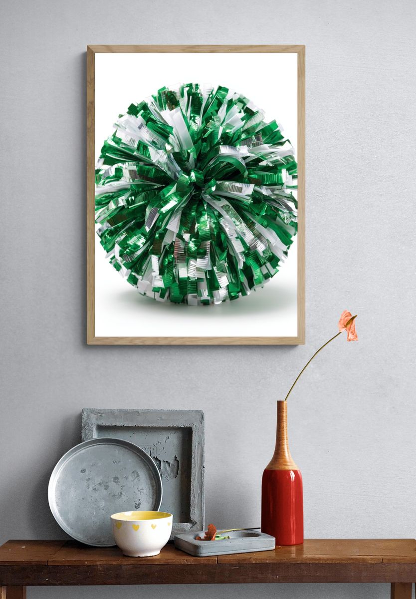 Green and White Pom-Pom Poster. — room view 3