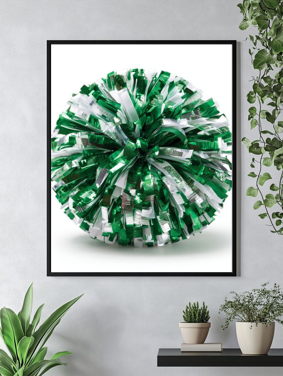 Green and White Pom-Pom Poster. — room view 4