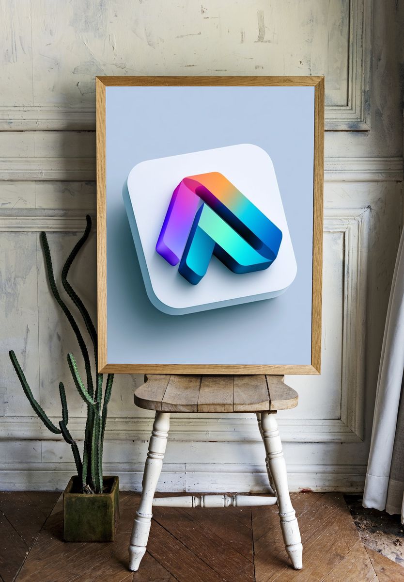 3D Gradient Arrow Abstract Poster. room preview