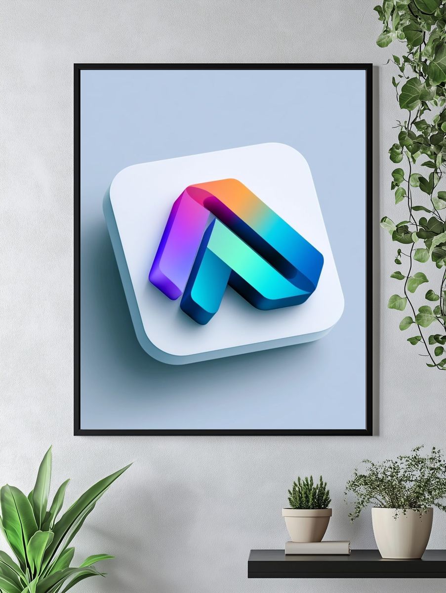 3D Gradient Arrow Abstract Poster. — room view 4