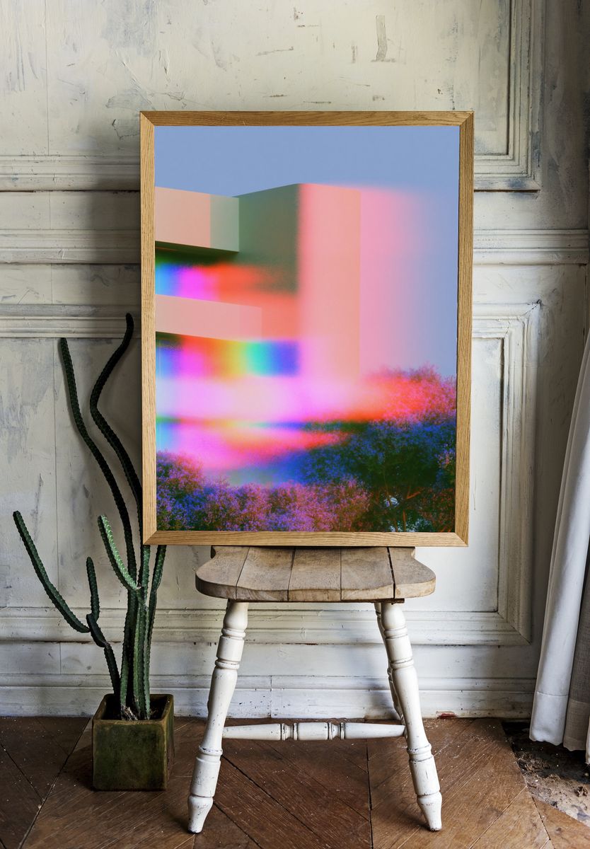 Neon Dreamscape Abstract Poster. — room view 1