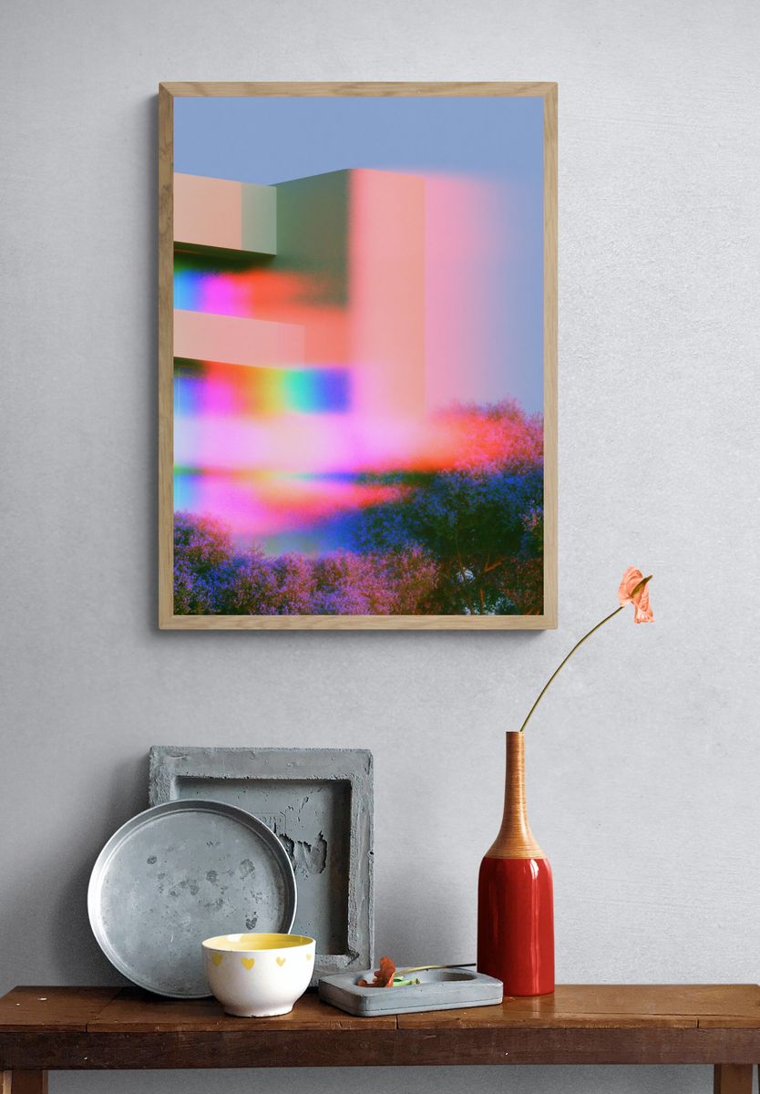 Neon Dreamscape Abstract Poster. — room view 3