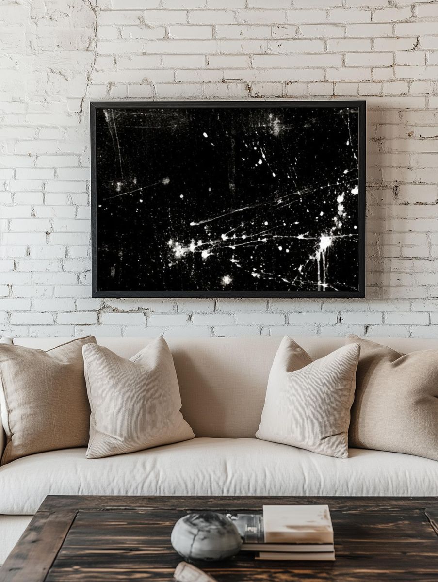 Black Splatter Abstract Poster. room preview