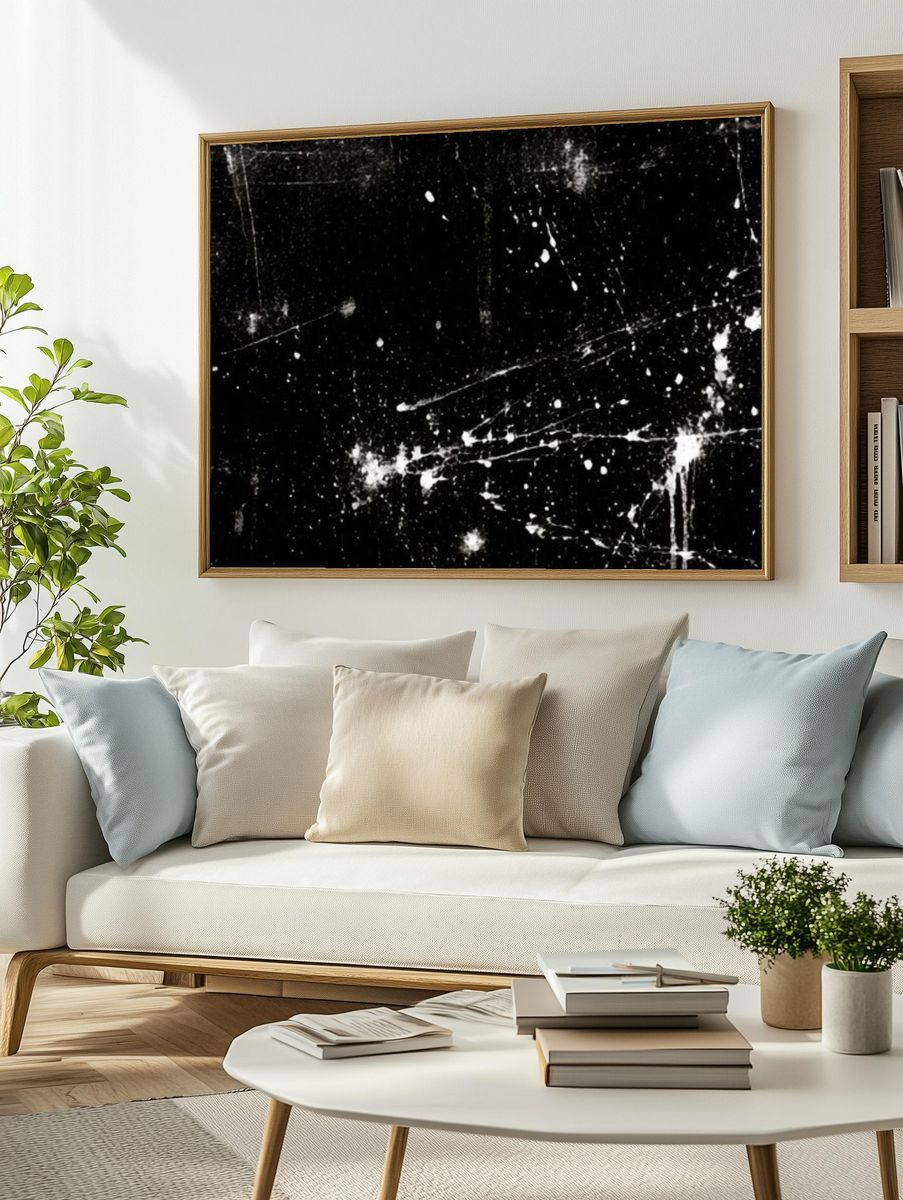 Black Splatter Abstract Poster. — room view 2