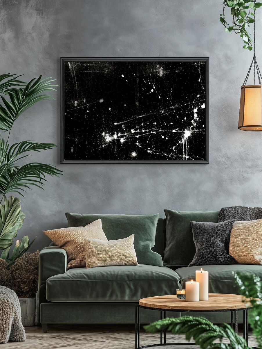 Black Splatter Abstract Poster. — room view 4