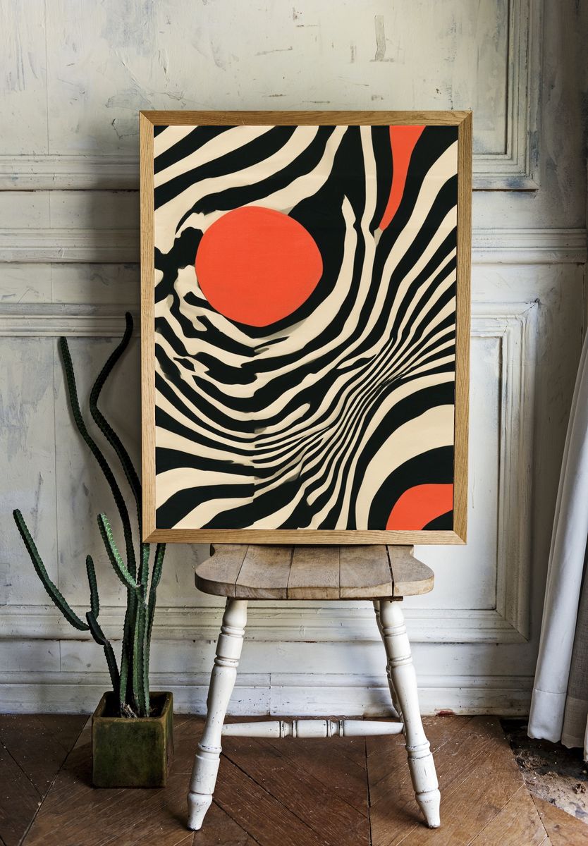Zebra Sun Abstract Poster. — room view 1