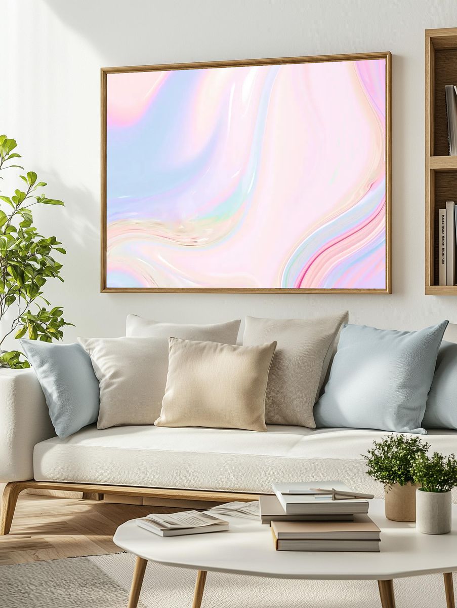 Abstract pastel holographic textured background. — room view 2