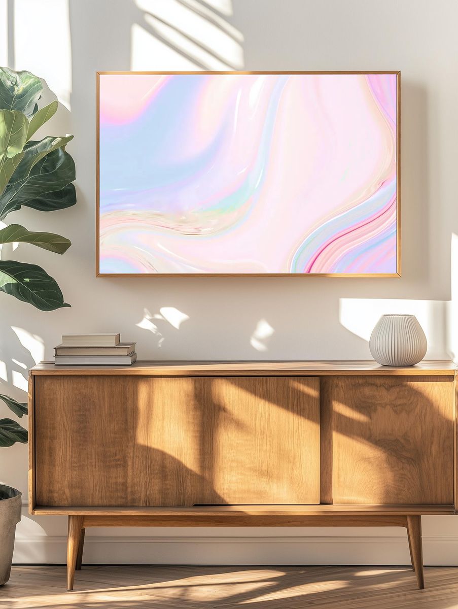 Abstract pastel holographic textured background. — room view 3